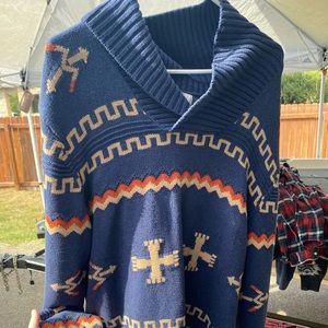 Orvis cowl neck tribal sweater